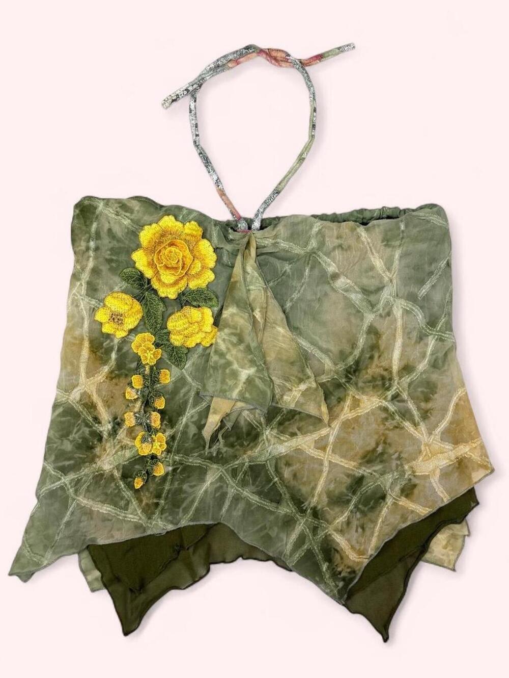 Reworked fairycore floral halter top